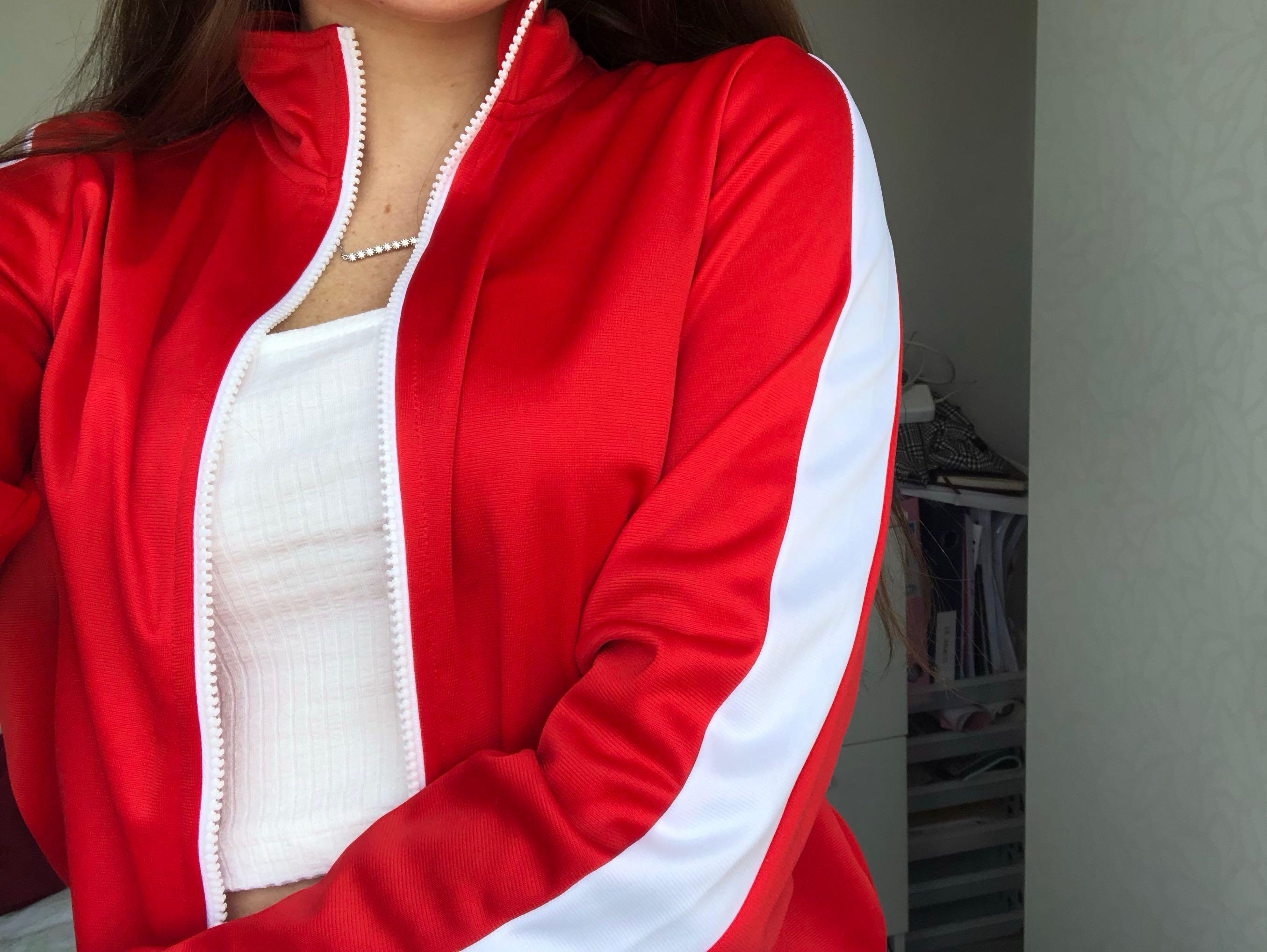 Red and hotsell white sports jacket