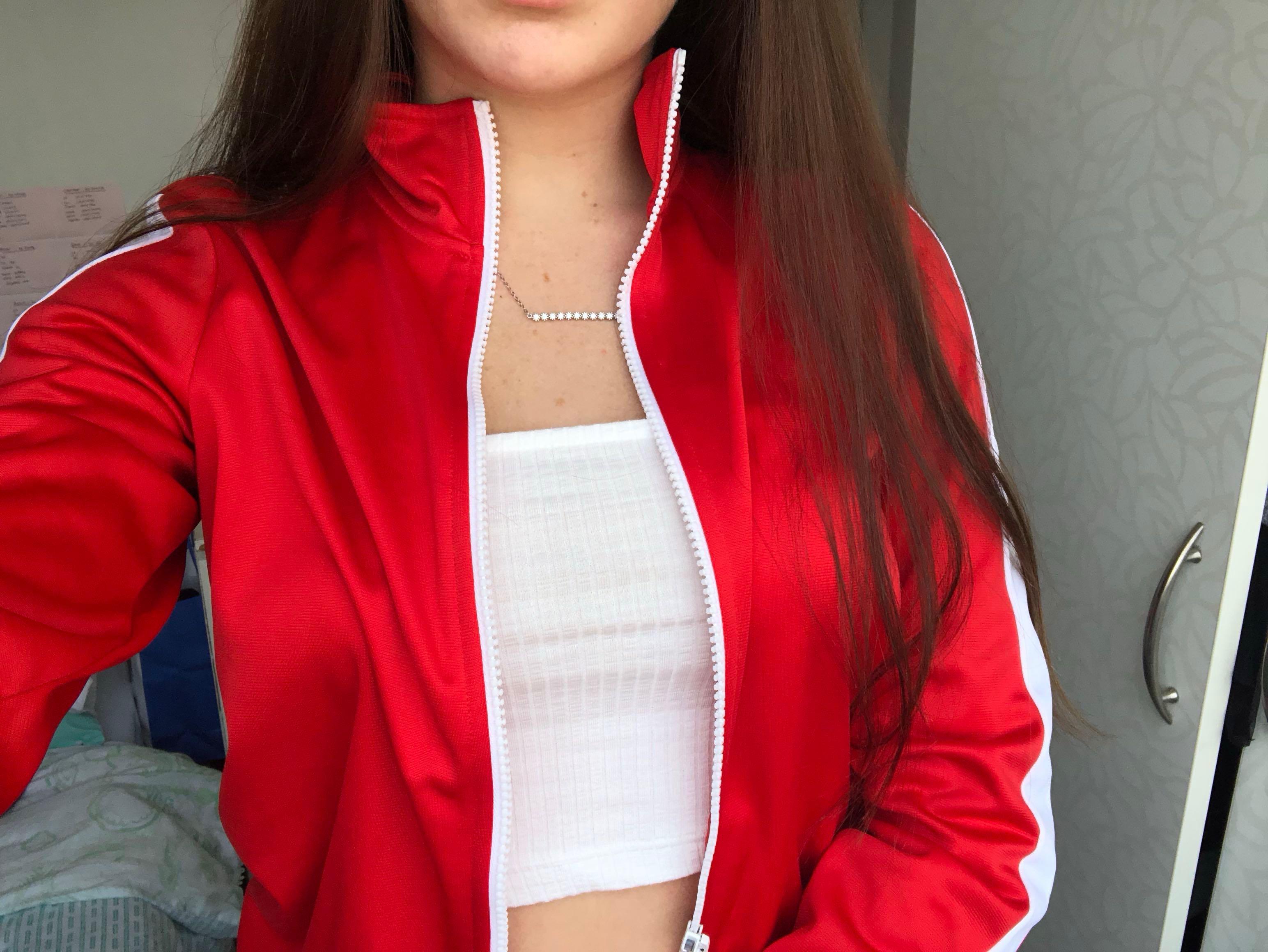 Red and white sports hotsell jacket