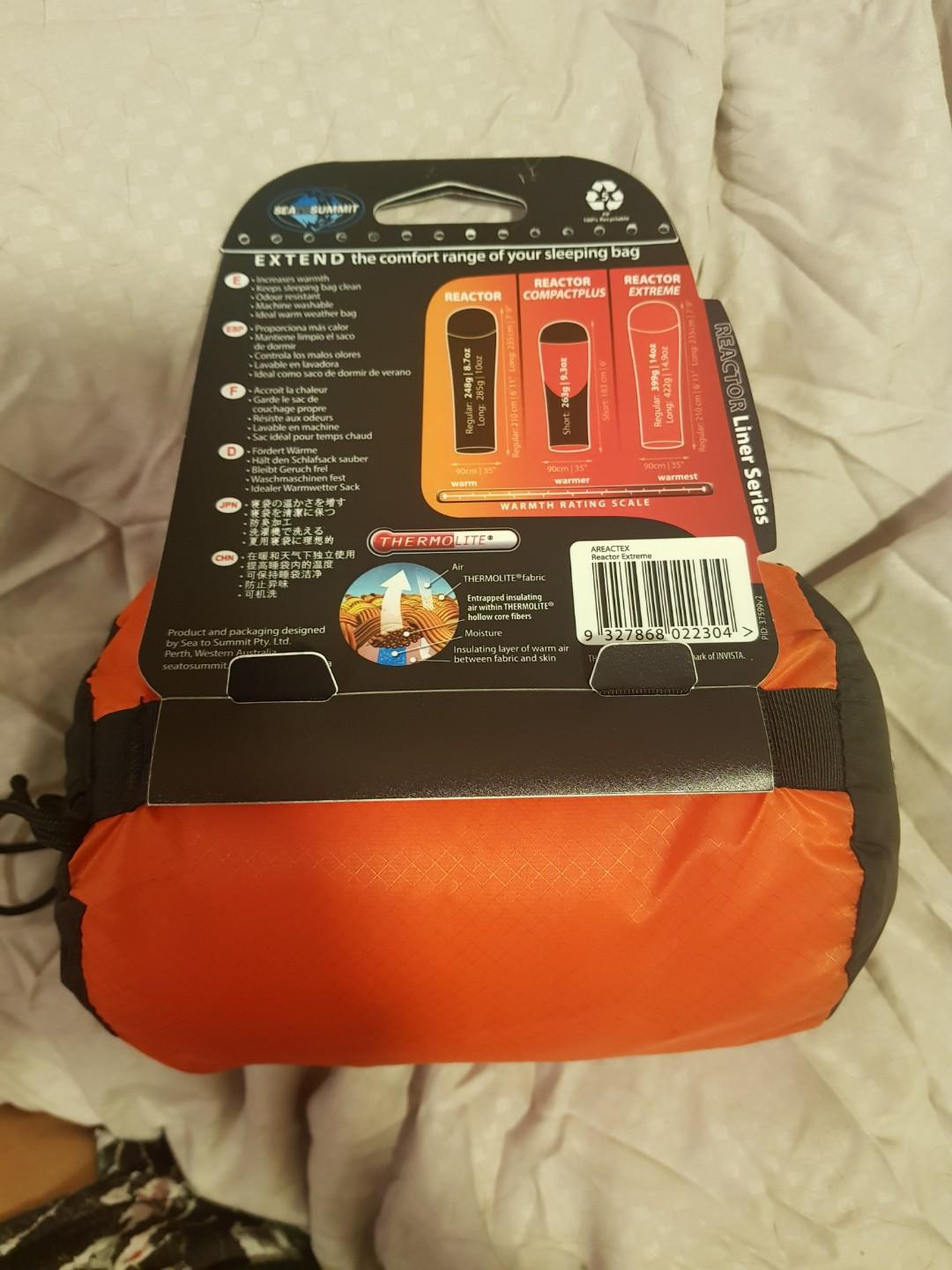 Sea to summit sleeping bag liner thermolite reactor extreme, Sports