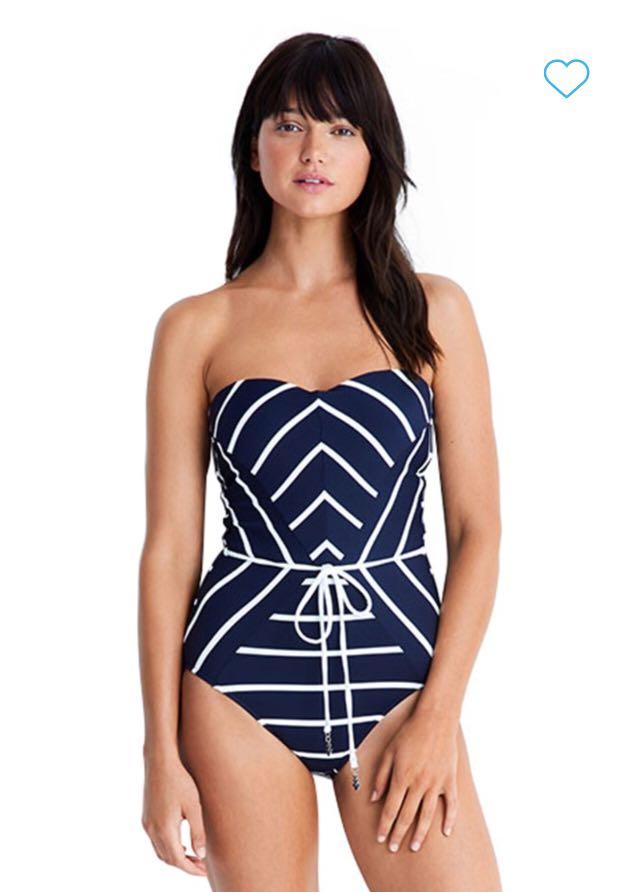 seafolly castaway stripe bandeau one piece
