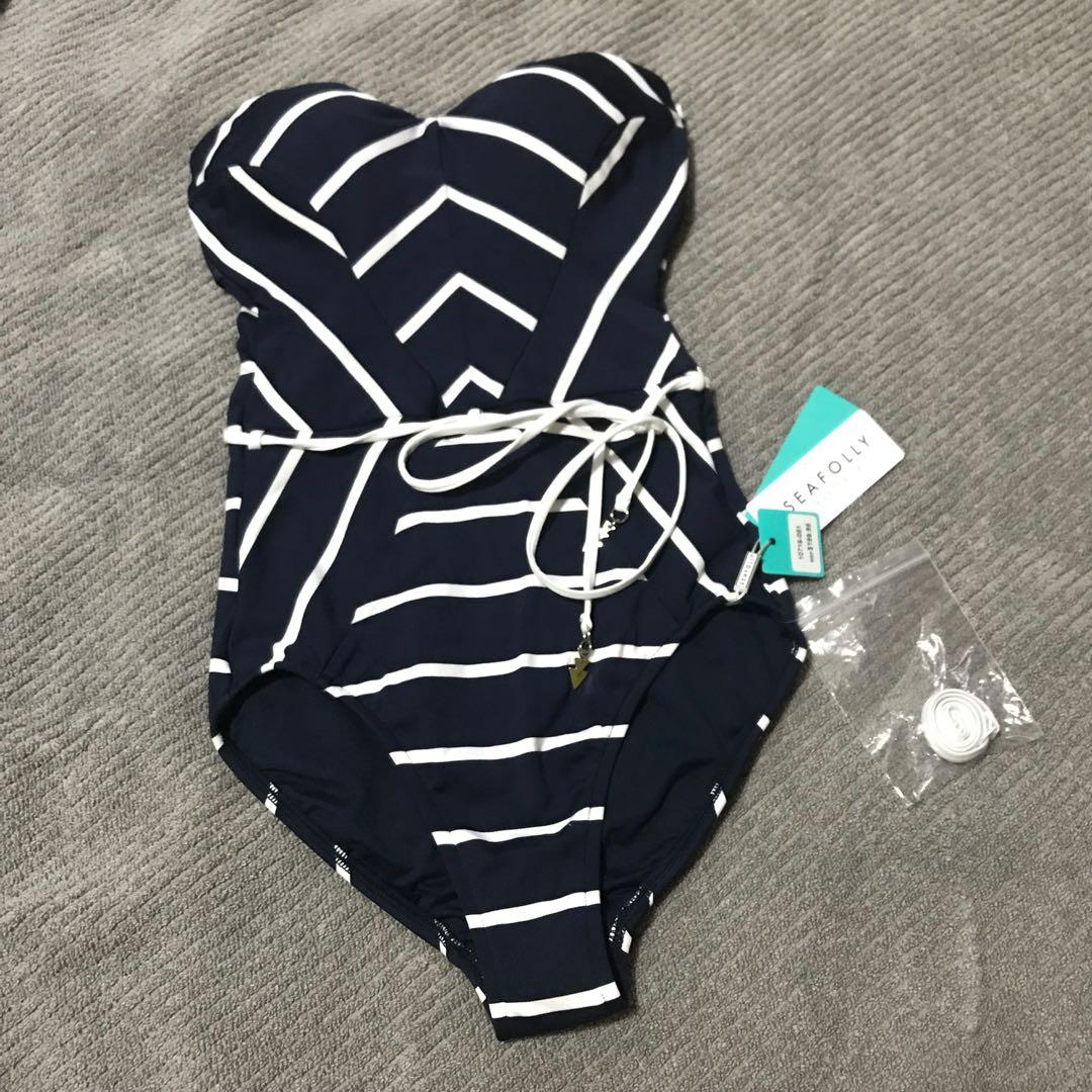 Seafolly castaway stripe new arrivals bandeau one piece