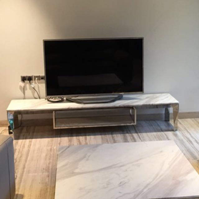 Tv Console With Marble Top 99 9 Like New Furniture On Carou