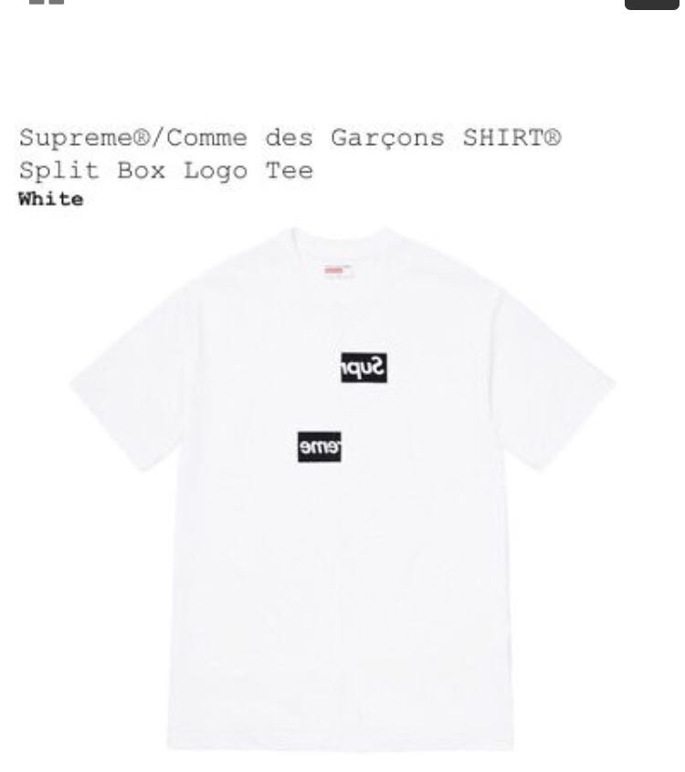 WTS Supreme x CDG split bogo tee White XL Men s Fashion Tops