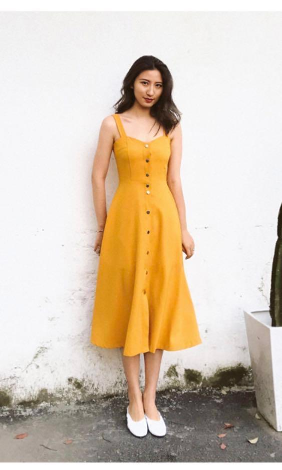 Button Down Yellow Dress Store, 53% OFF ...