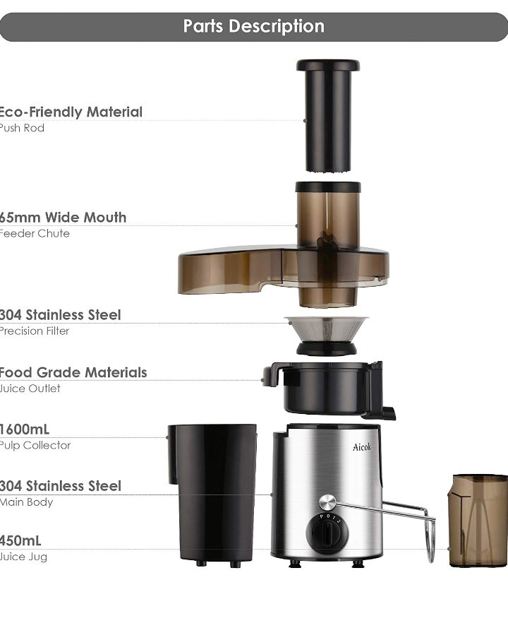 1153Aicok Juicer Juice Extractor High Speed for Fruit and Vegetables