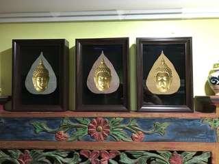3 beautiful Buddha frame in a set. Gold, Silver & Bronze.