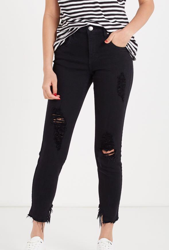 Black ripped jeans womens near me Clearance