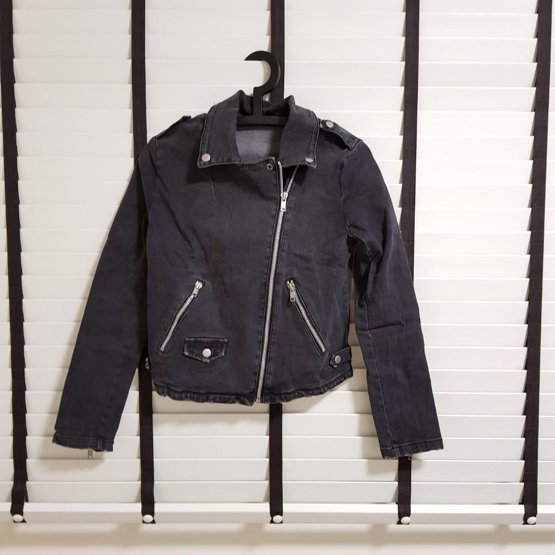 black denim biker jacket womens