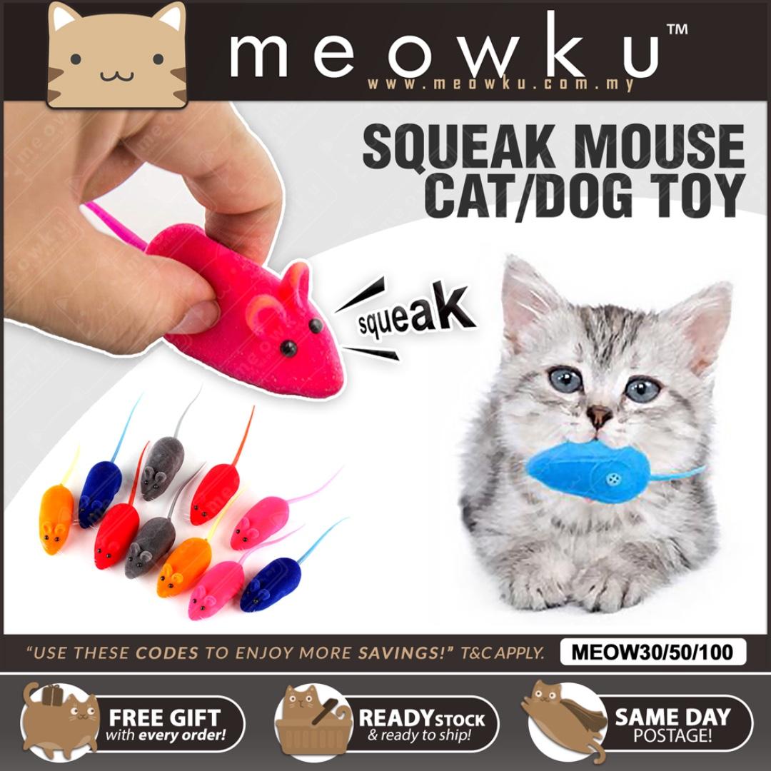 Cat Toy Mice Rubber Mouse Squeak Sound (Mainan Kucing / Dog), Pet 