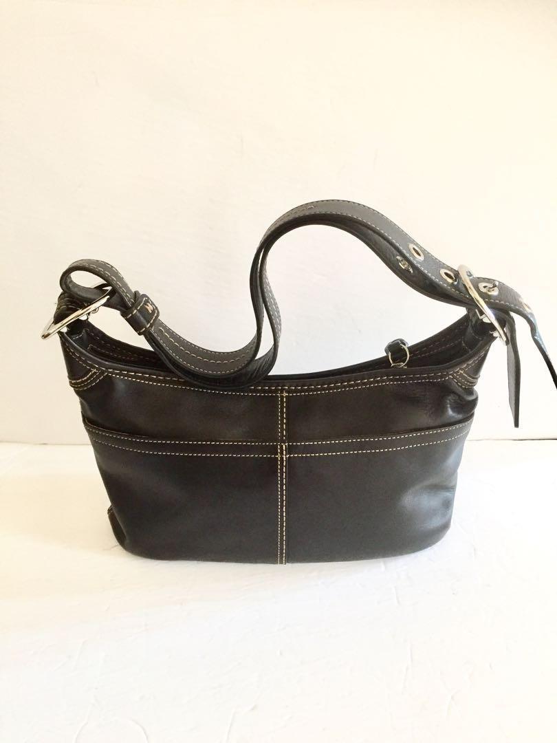COACH RARE Black All Leather Convertible Shoulder Crossbody Bag