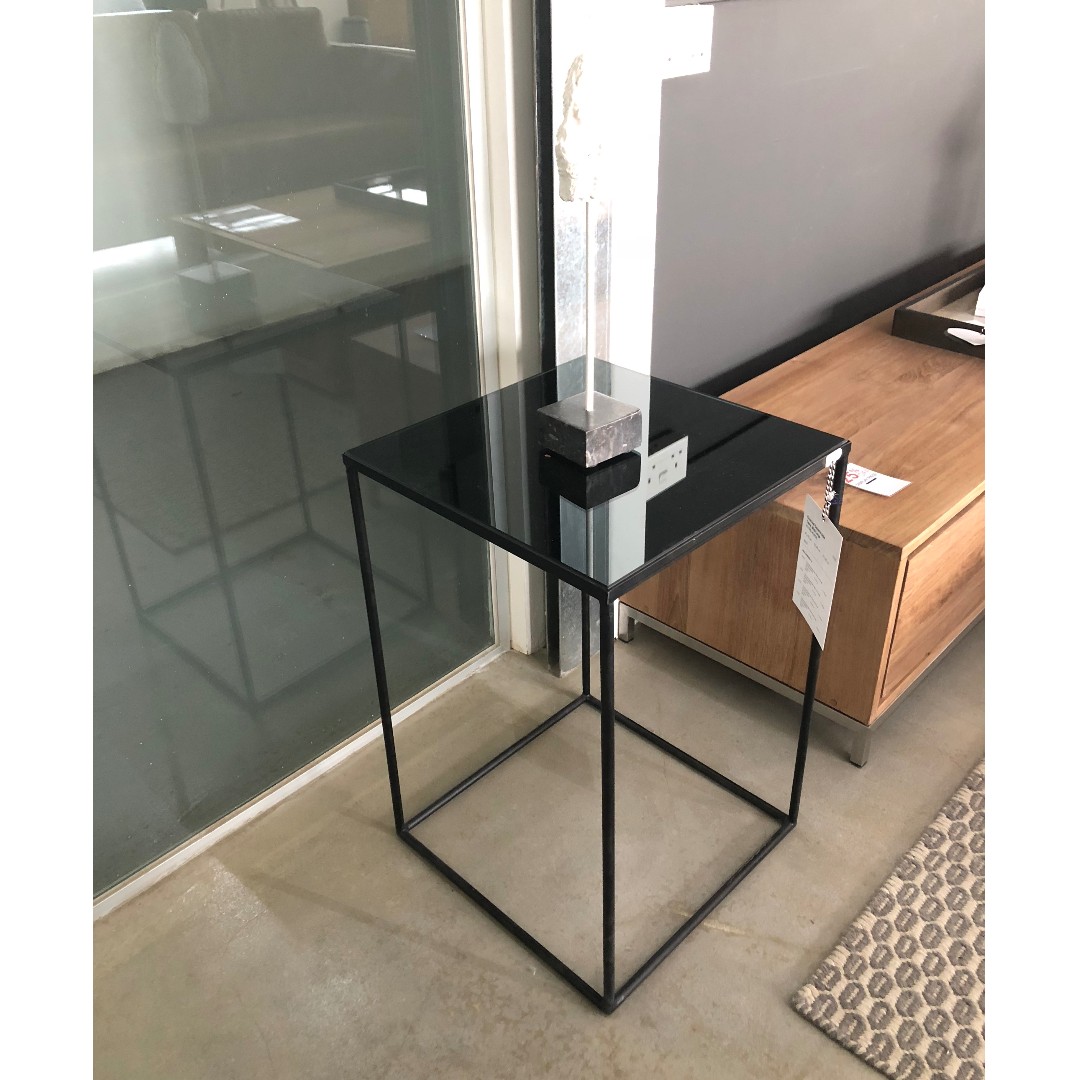 Ethnicraft Notre Monde Charcoal Mirror Square Side Table, Furniture