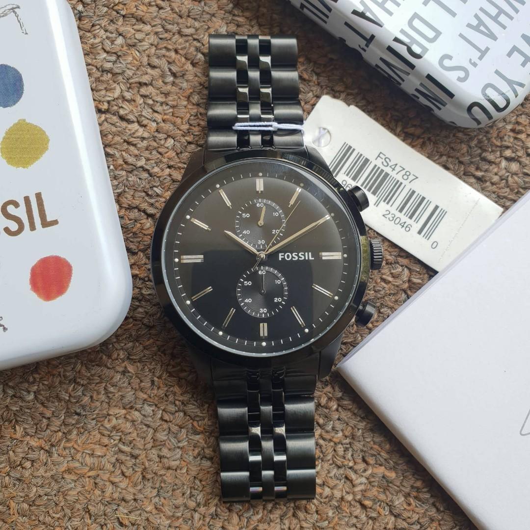 Fossil Townsman Chronograph Black Dial Black plated Men s Watch