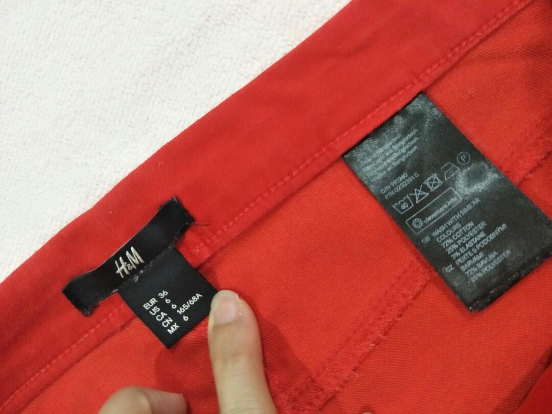 h and m red jeans