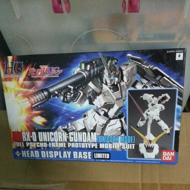 Hg Unicorn Gundam Unicorn Mode Unicorn Head Display Base Toys