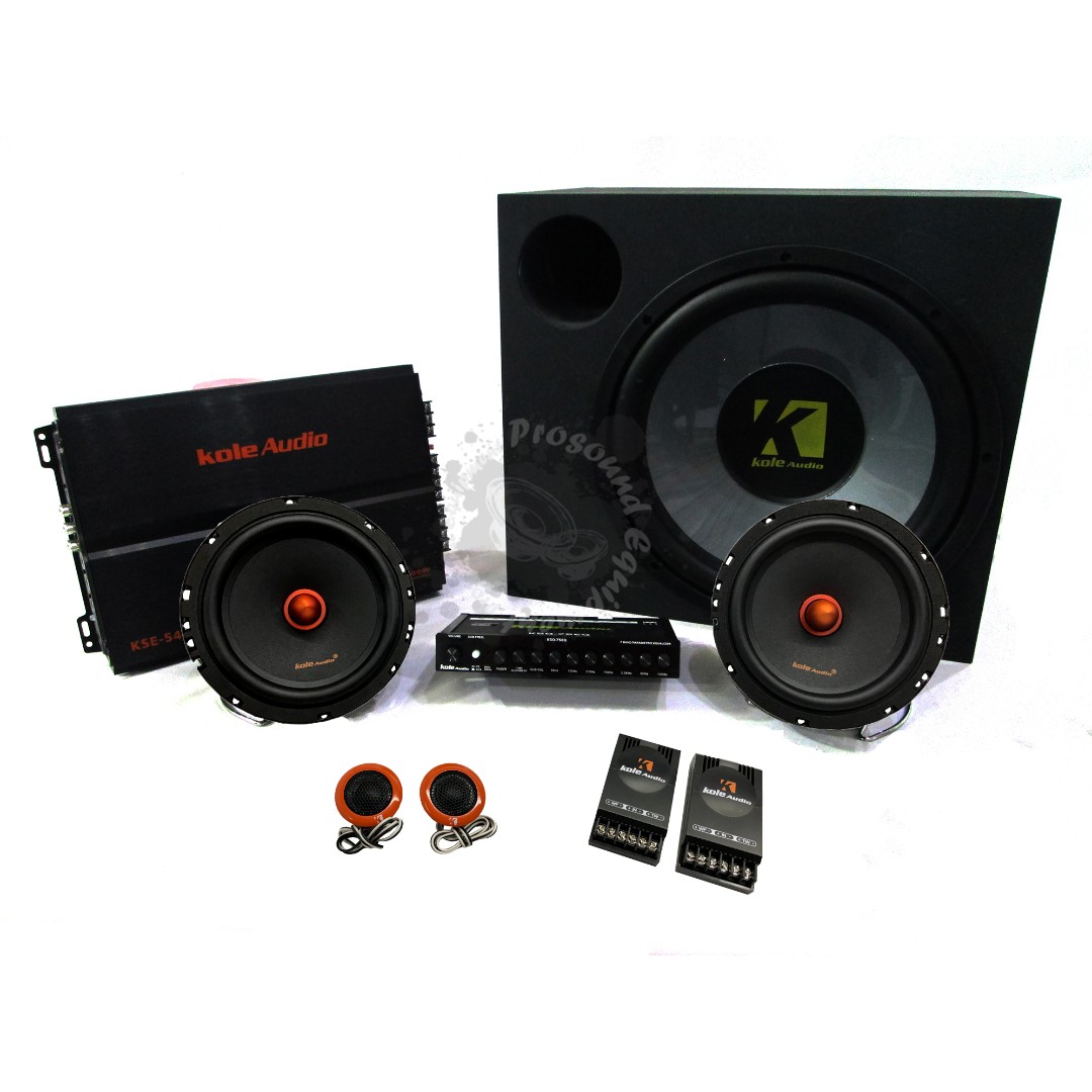 KOLE AUDIO AUDIO SET WOOFER WITH BOX 4 CHANNEL POWER AMPLIFIER COMPONENT SET BASS MID SPEAKER