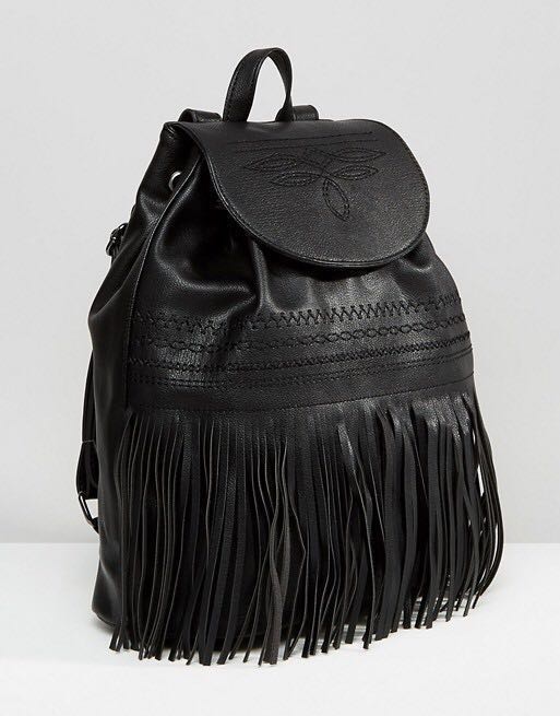 black fringe backpack