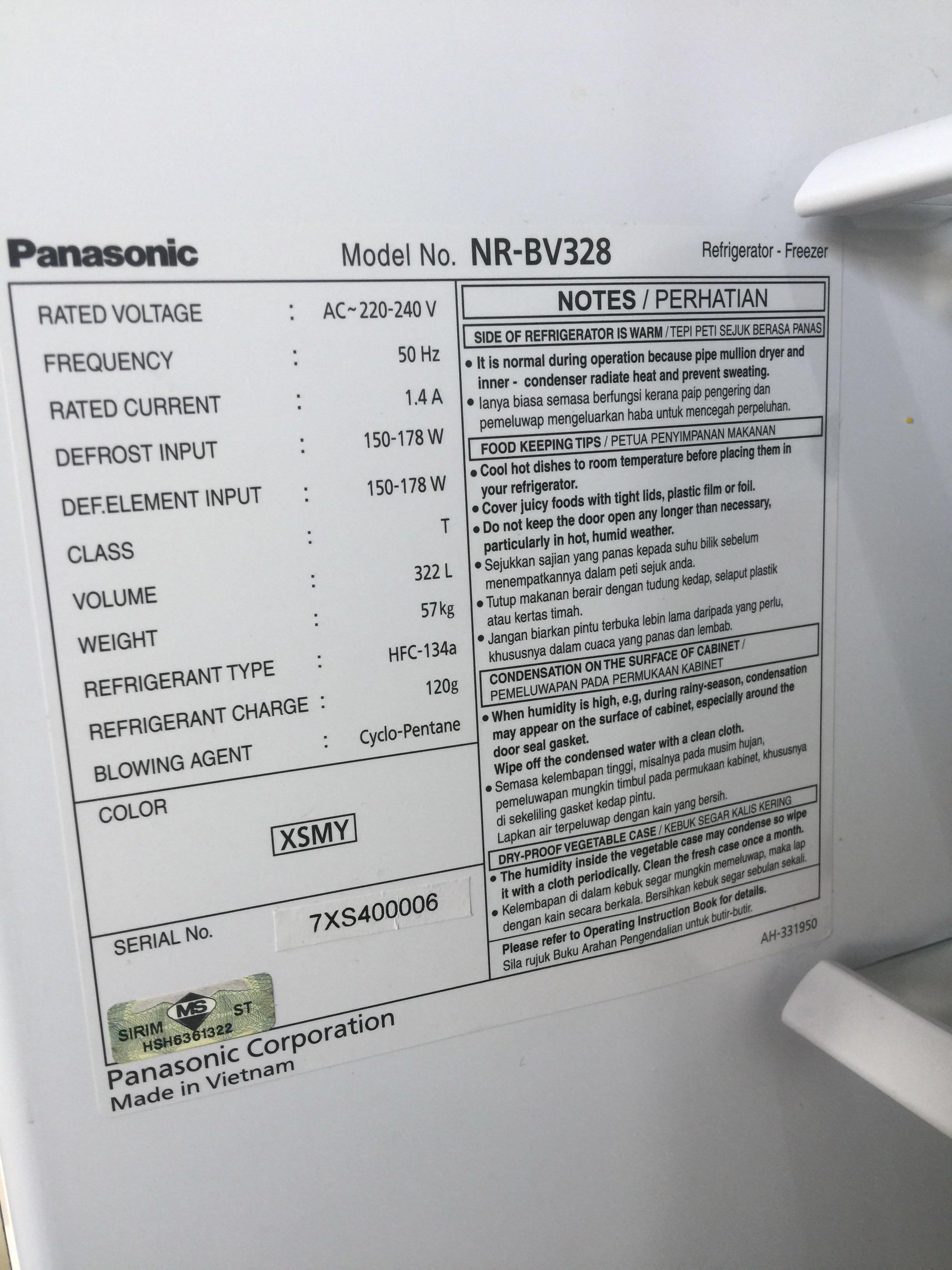 Panasonic 322L Bottom Freezer Econavi Inverter Fridge, TV & Home