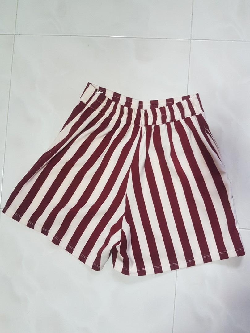 Red and white deals striped shorts womens