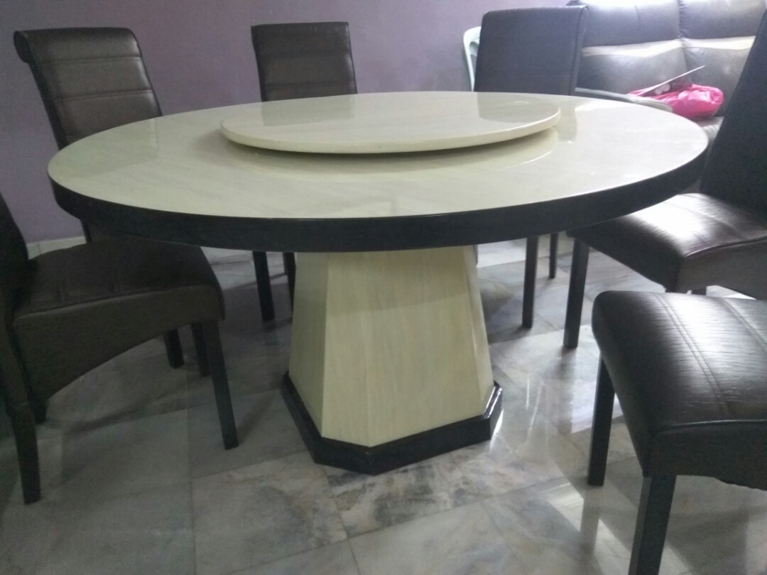 Used Round Marble Dining Table With 6, Used Dining Table And High Back Chairs