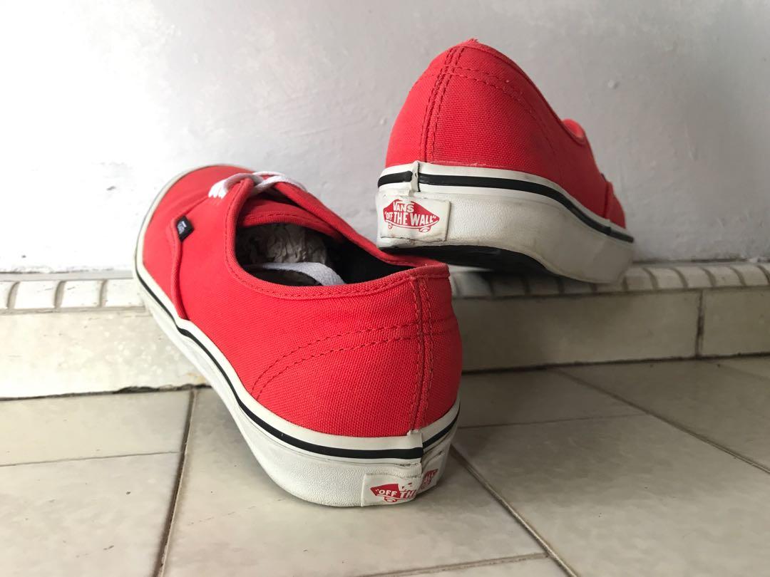 Vans Low Top Sneakers FIERY RED BLACK Women s Fashion Footwear