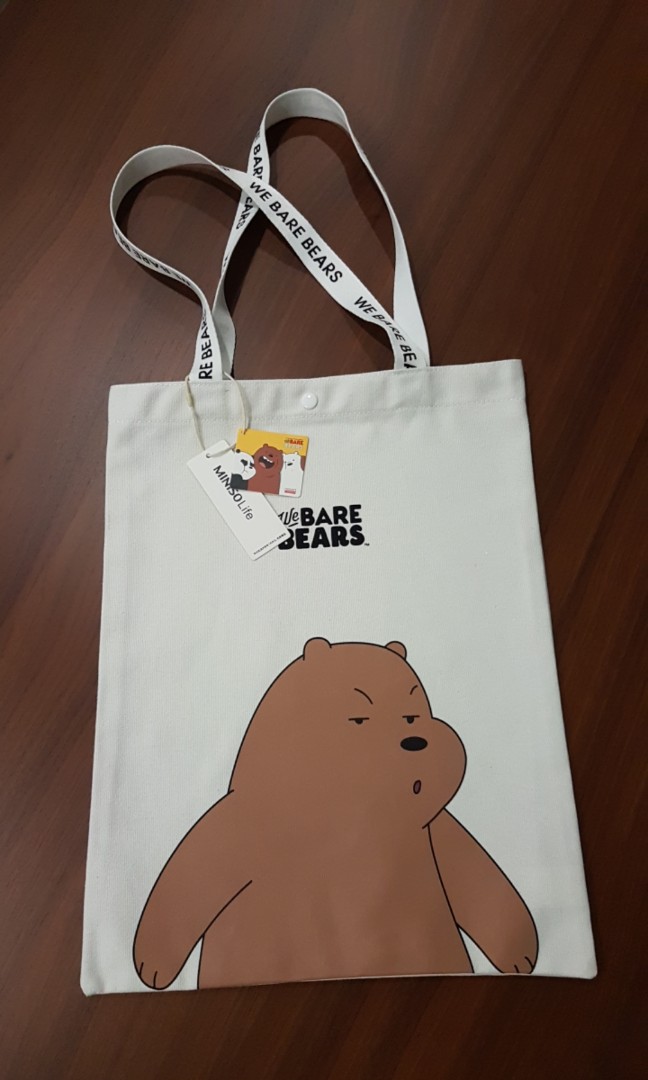 We Bare Bears Canvas Tote Bag Miniso