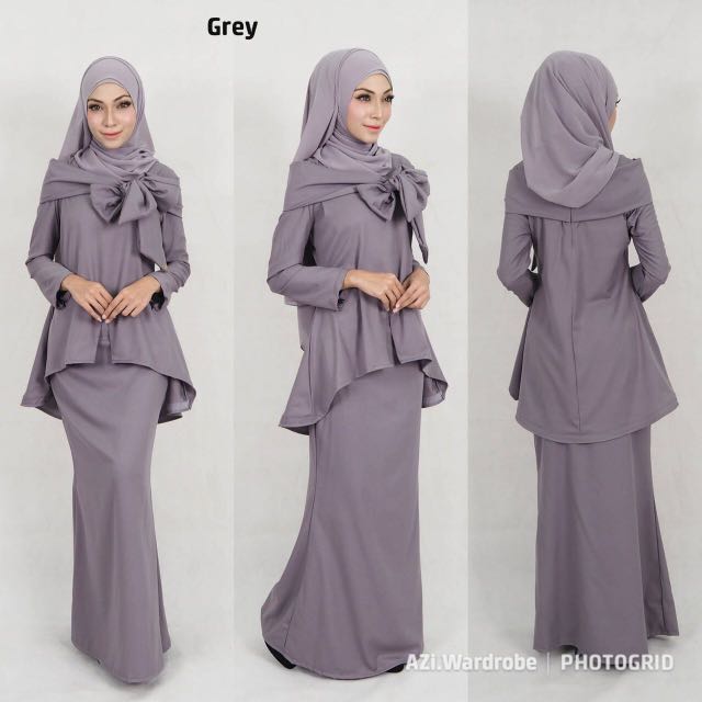 6xl 10xl Zyra Ribbon Peplum Baju Kurung Moden Plussize Muslimah Fashion Two Piece On Carousell
