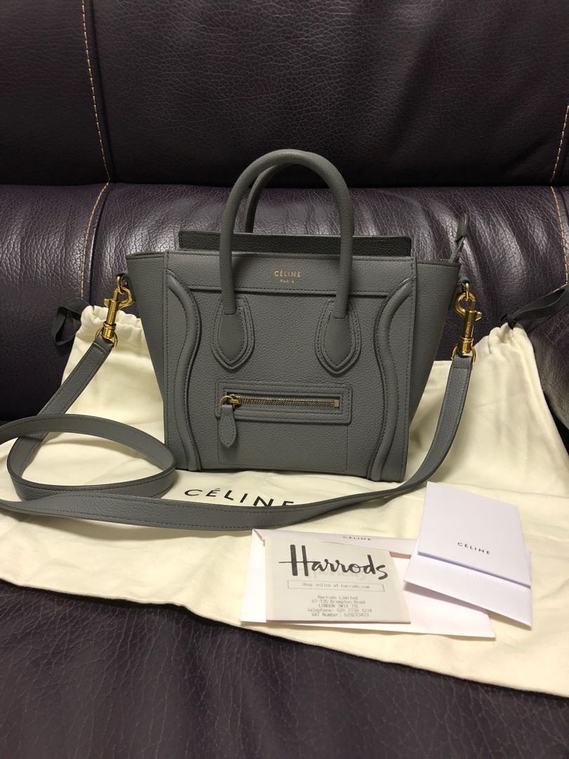 有單 Celine nano luggage bag kohl 灰色, 名牌, 手袋及銀包 Carousell