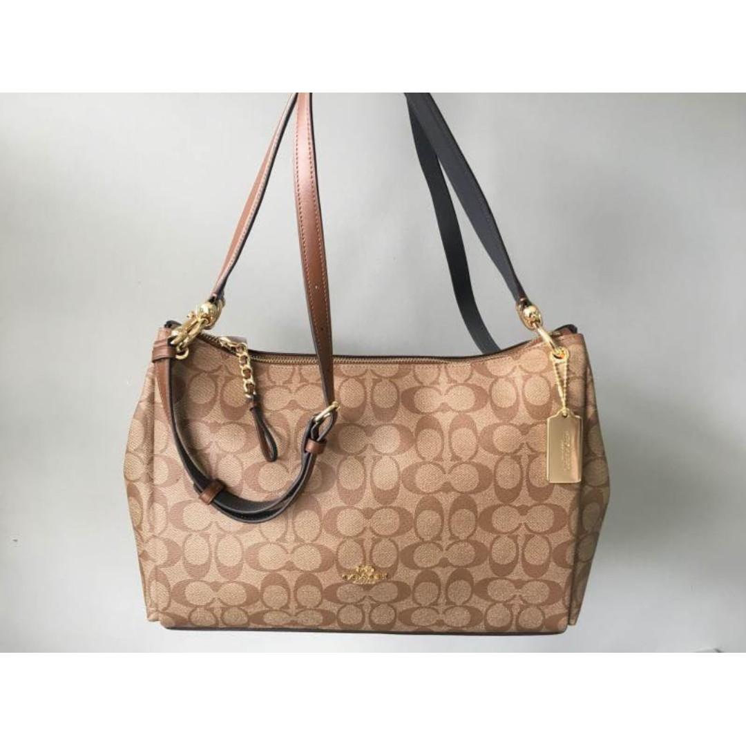 Coach Mia Satchel in Signature Canvas Khaki, Women's Fashion, Bags &  Wallets, Cross-body Bags on Carousell