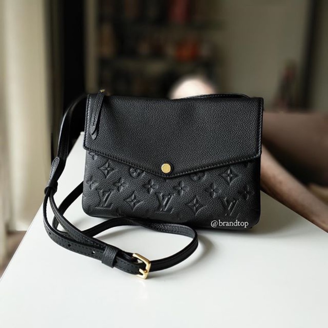 Authentic Louis Vuitton Black Empreinte Twice Crossbody Bag LV