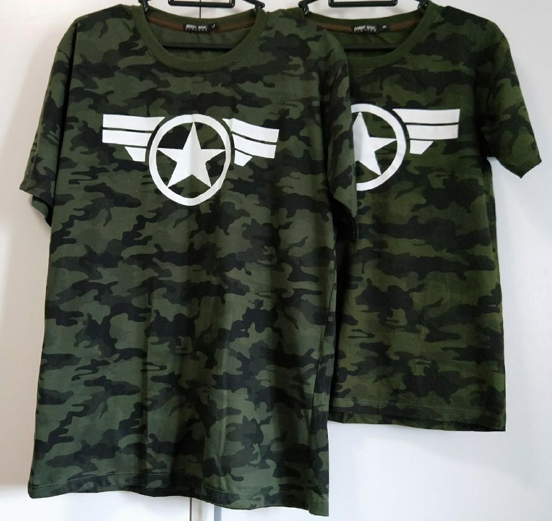 Camo Couple T-shirt, Men's Fashion 