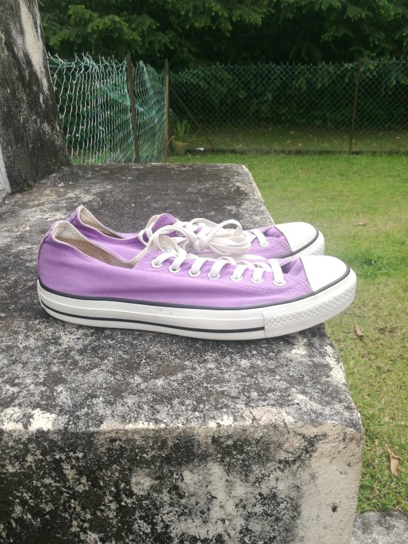 purple low cut converse
