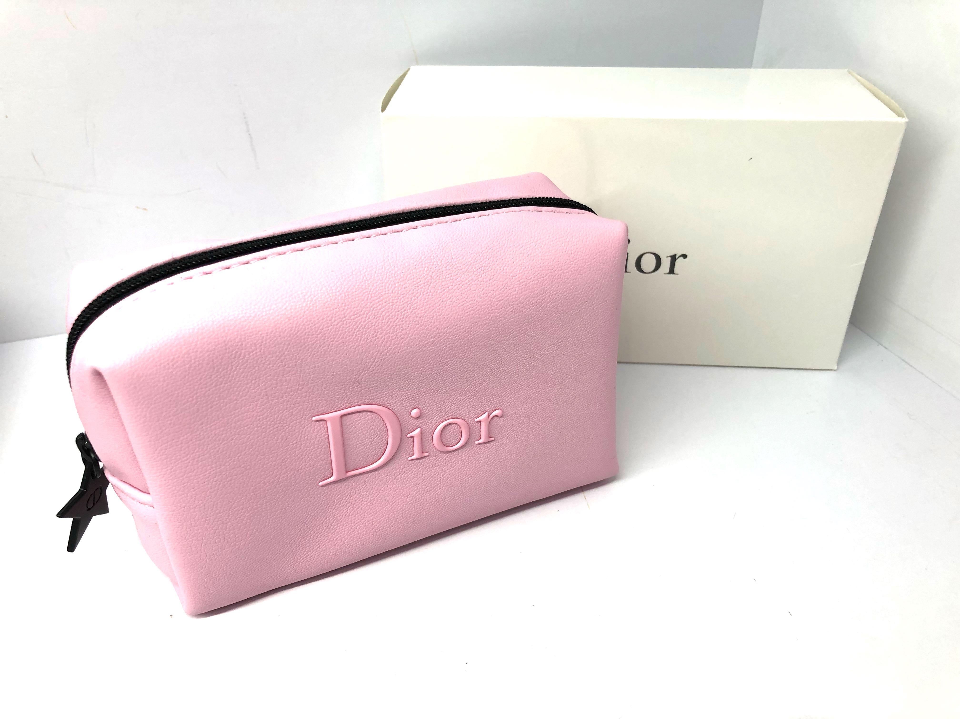 pink dior makeup bag