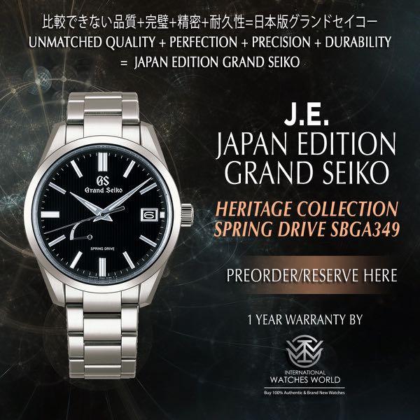 GRAND SEIKO JAPAN EDITION HERITAGE COLLECTION BLACK DIAL SPRING DRIVE  SBGA349, Mobile Phones & Gadgets, Wearables & Smart Watches on Carousell