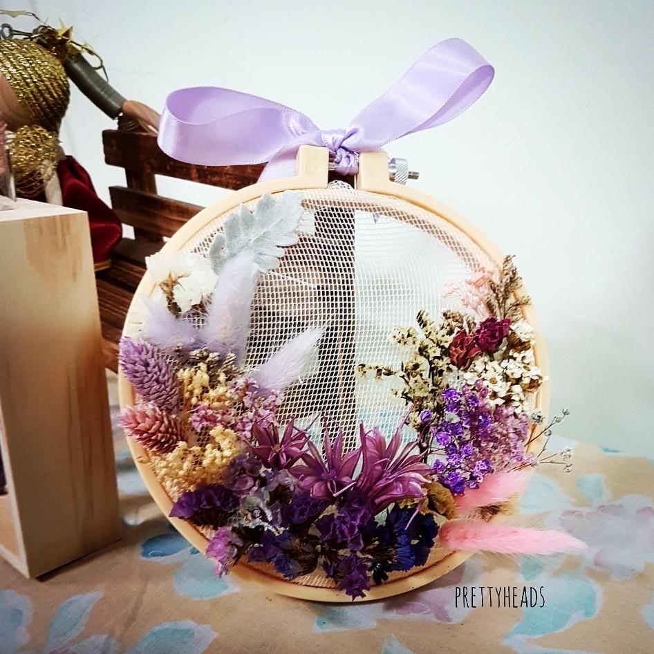 Home Decoration Real Flowers On Hoop Design Craft Handmade