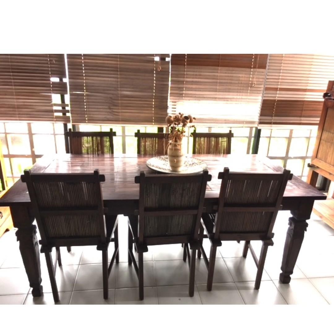 Indonesian Teak Wood Bamboo Dining Table Furniture Tables