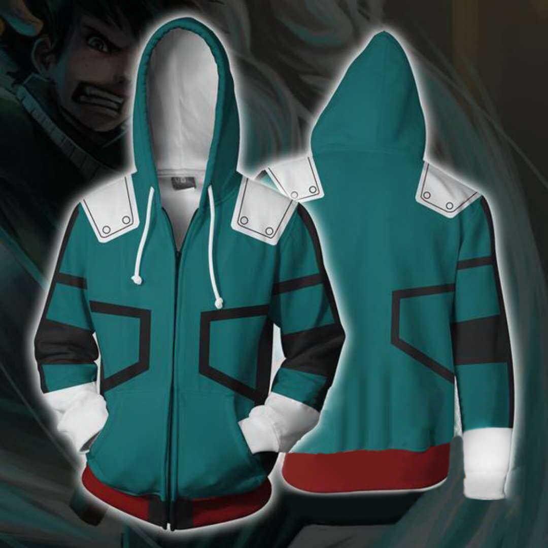 Po My Hero Academia Midoriya Izuku Deku Zip Hoodie Jacket Casual