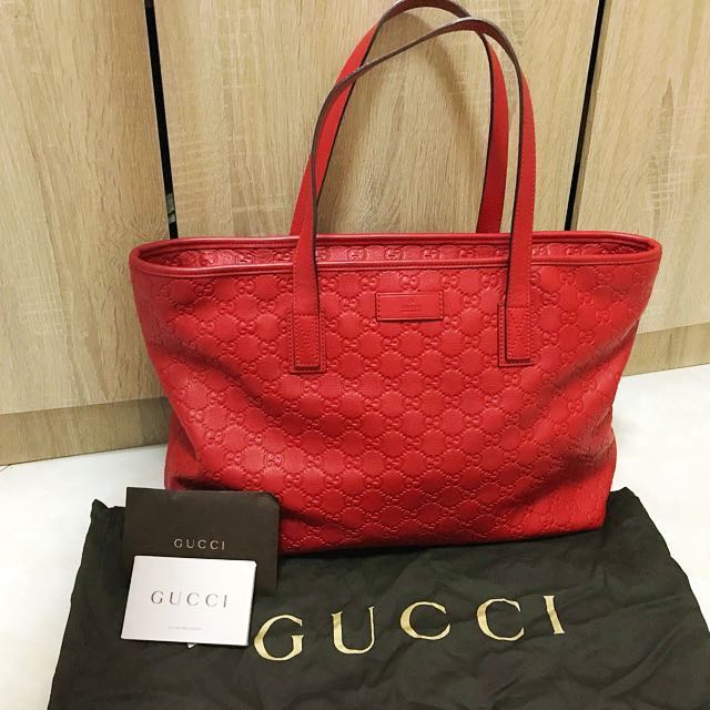 Reduced Price** Red Gucci leather Tote Bag, Luxury, Bags & Wallets on  Carousell