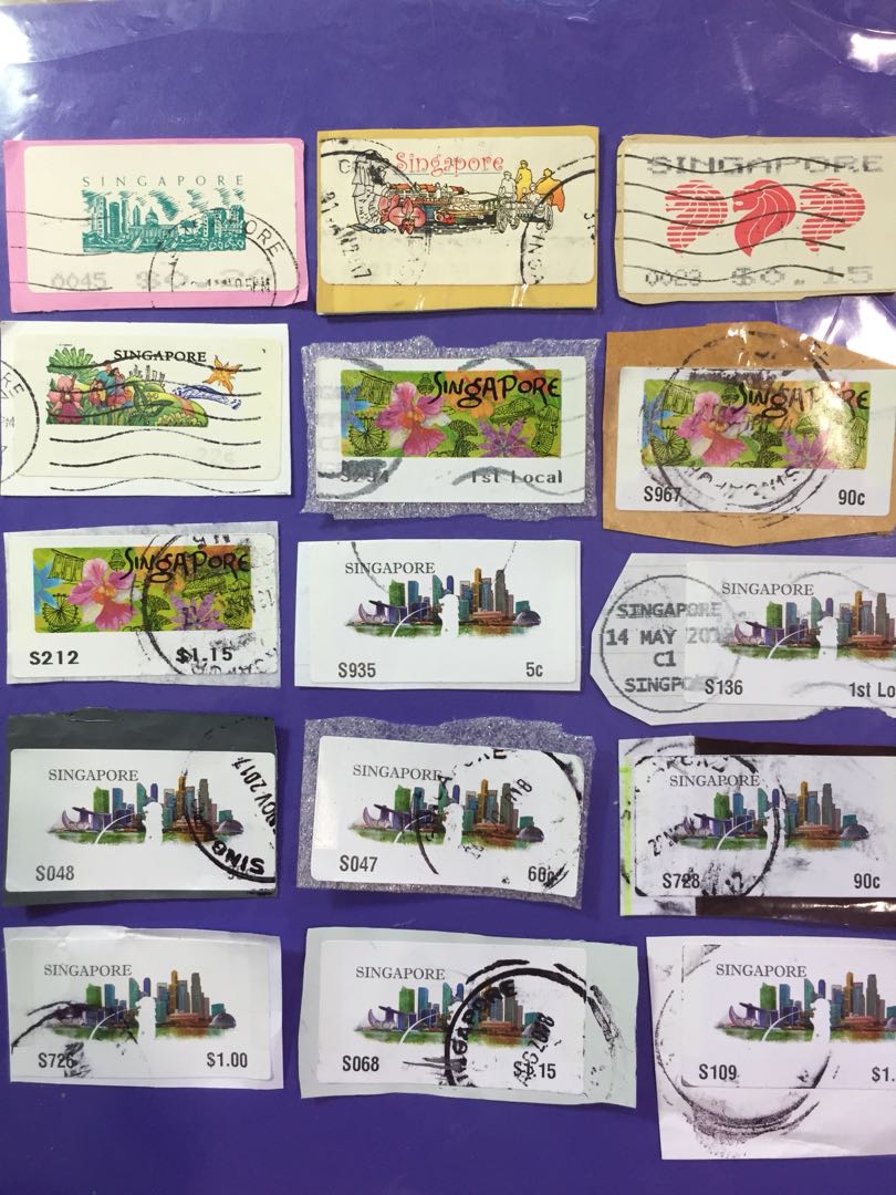 Singapore SAM Machine Printed Meter Frama Labels Used Stamps, Hobbies