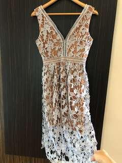 Lavender Lacey Dress V Neckline Midi Length