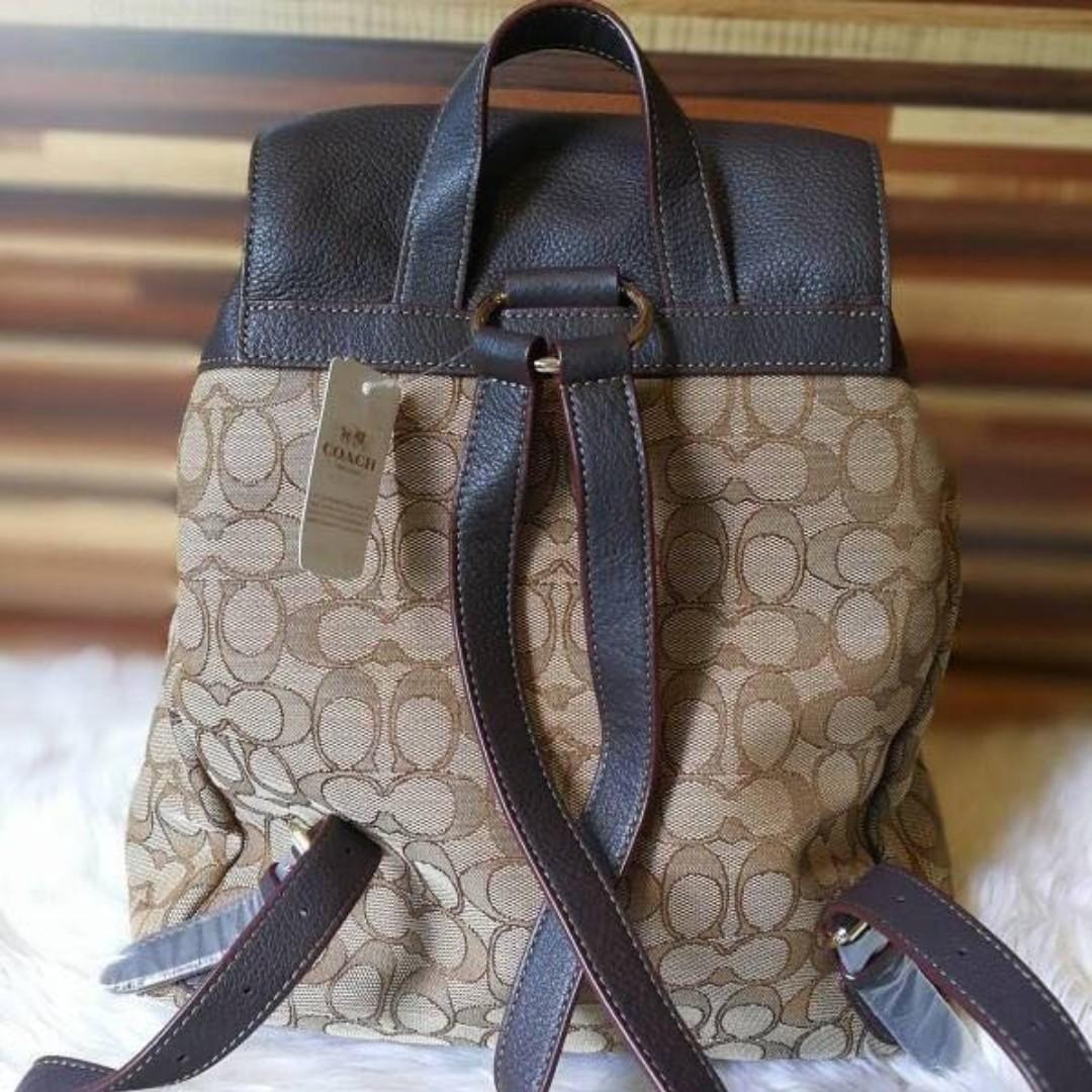 Authentic Coach Billie Backpack In Outline Signature F54795 Khaki Women s Fashion Bags Wallets Backpacks on Carousell