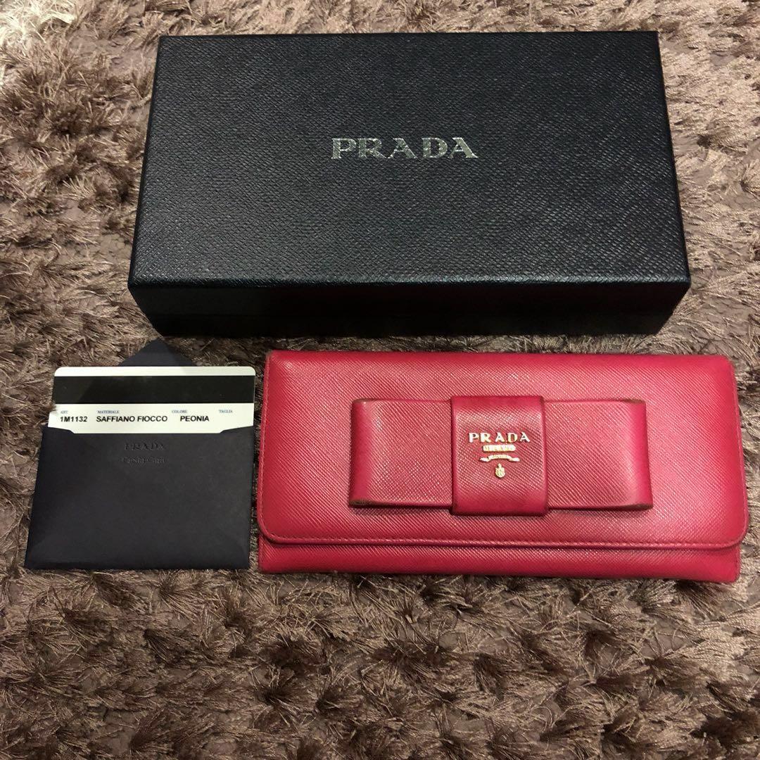 Authentic Pink Prada Long Saffiano Bow Wallet *PRICE IS FIRM*, Luxury, Bags  & Wallets on Carousell