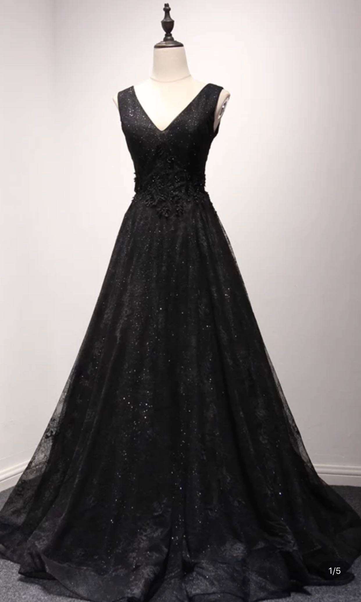 Joella - Black Sheer Glitter Gown with Deep Plunge Neckline & Low Back |  High fashion dresses, Gowns, Event dresses