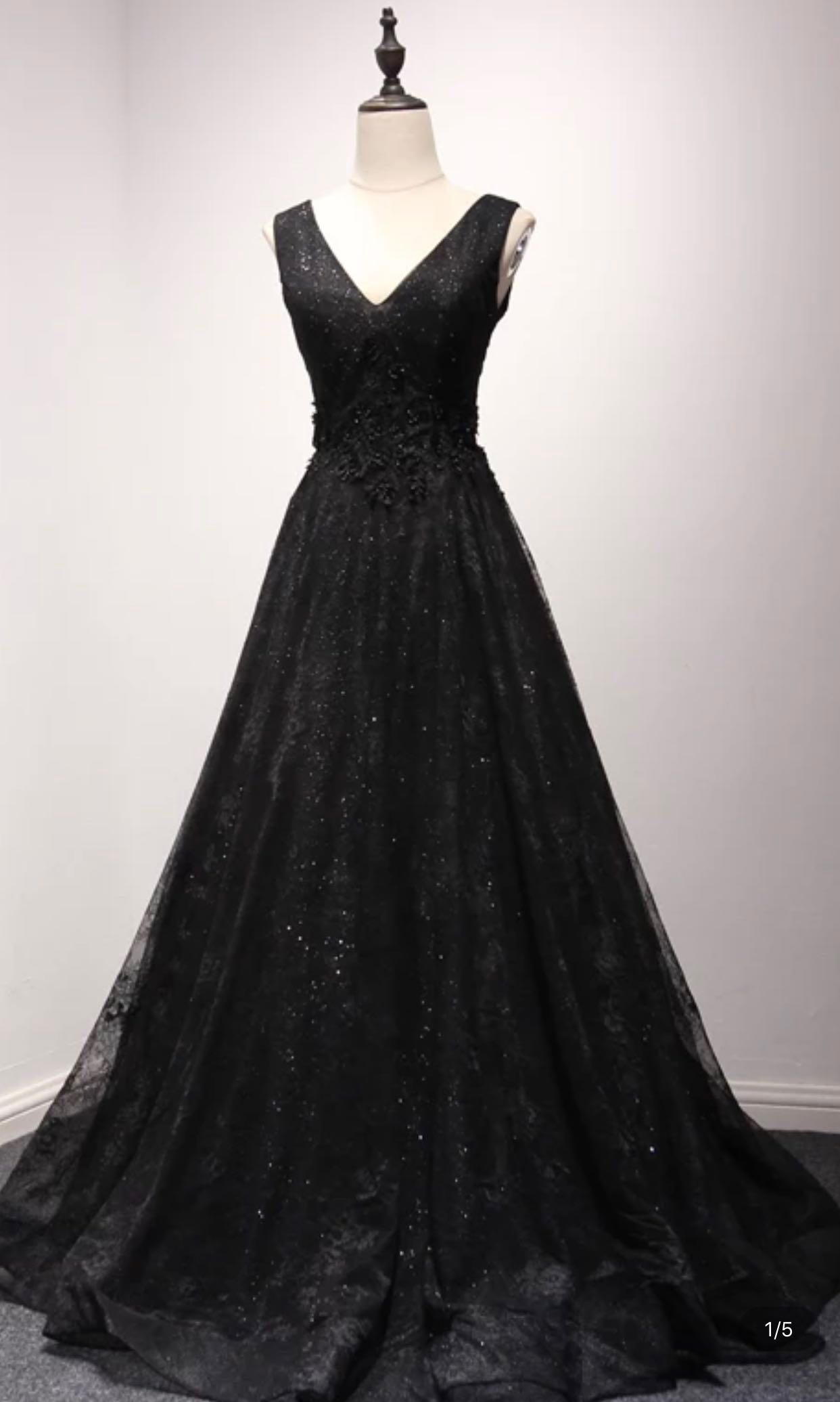 black shimmer evening gown