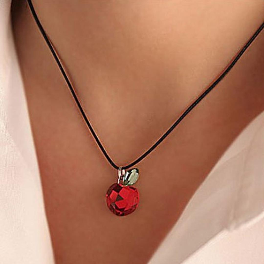 BNIP Genuine Swarovski Red Apple Crystal Pendant Necklance
