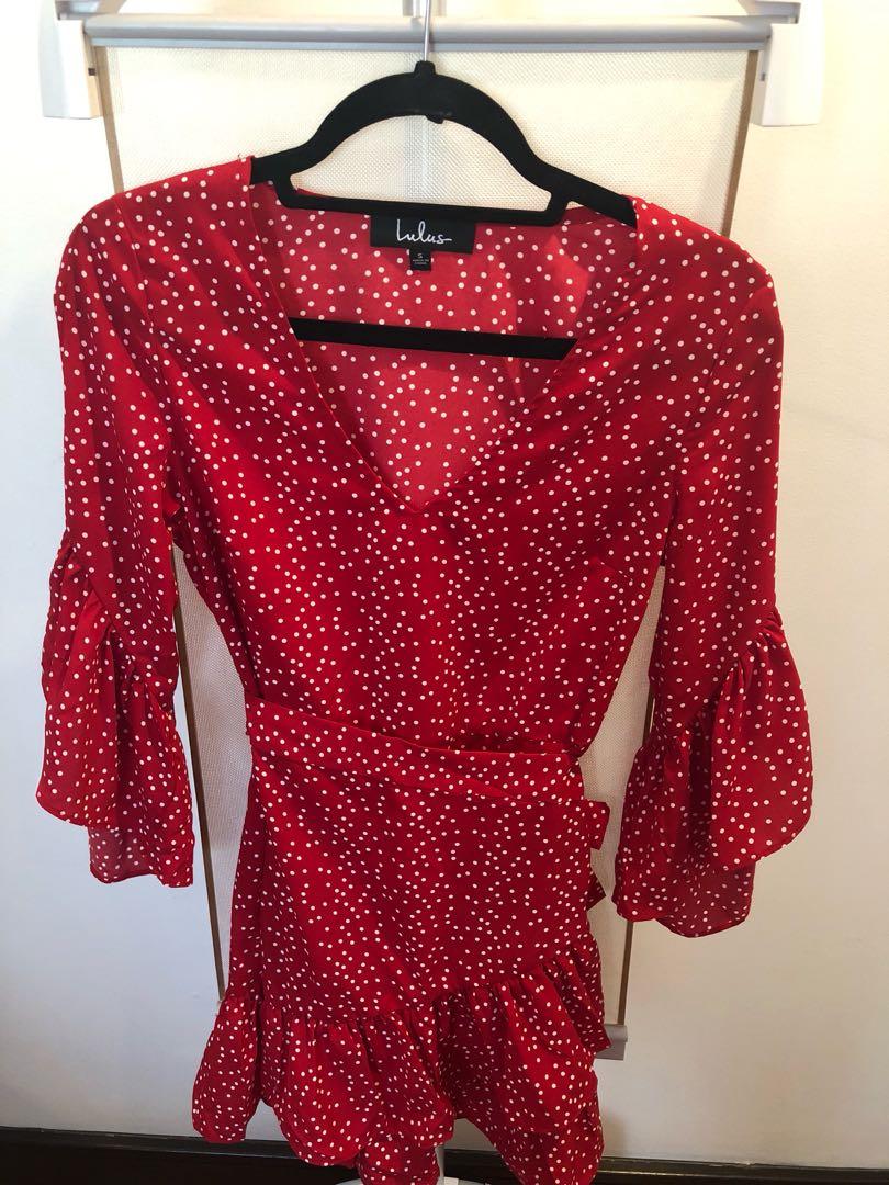lulus red polka dot dress