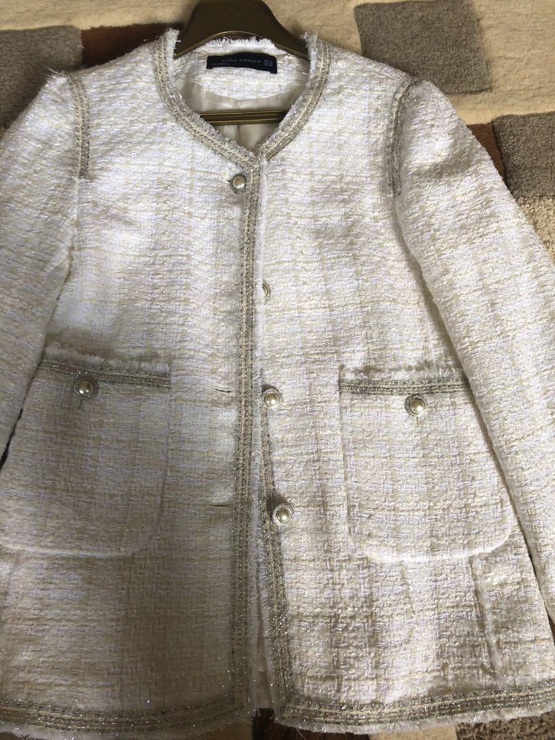 Brand new Zara White Tweed Jacket 