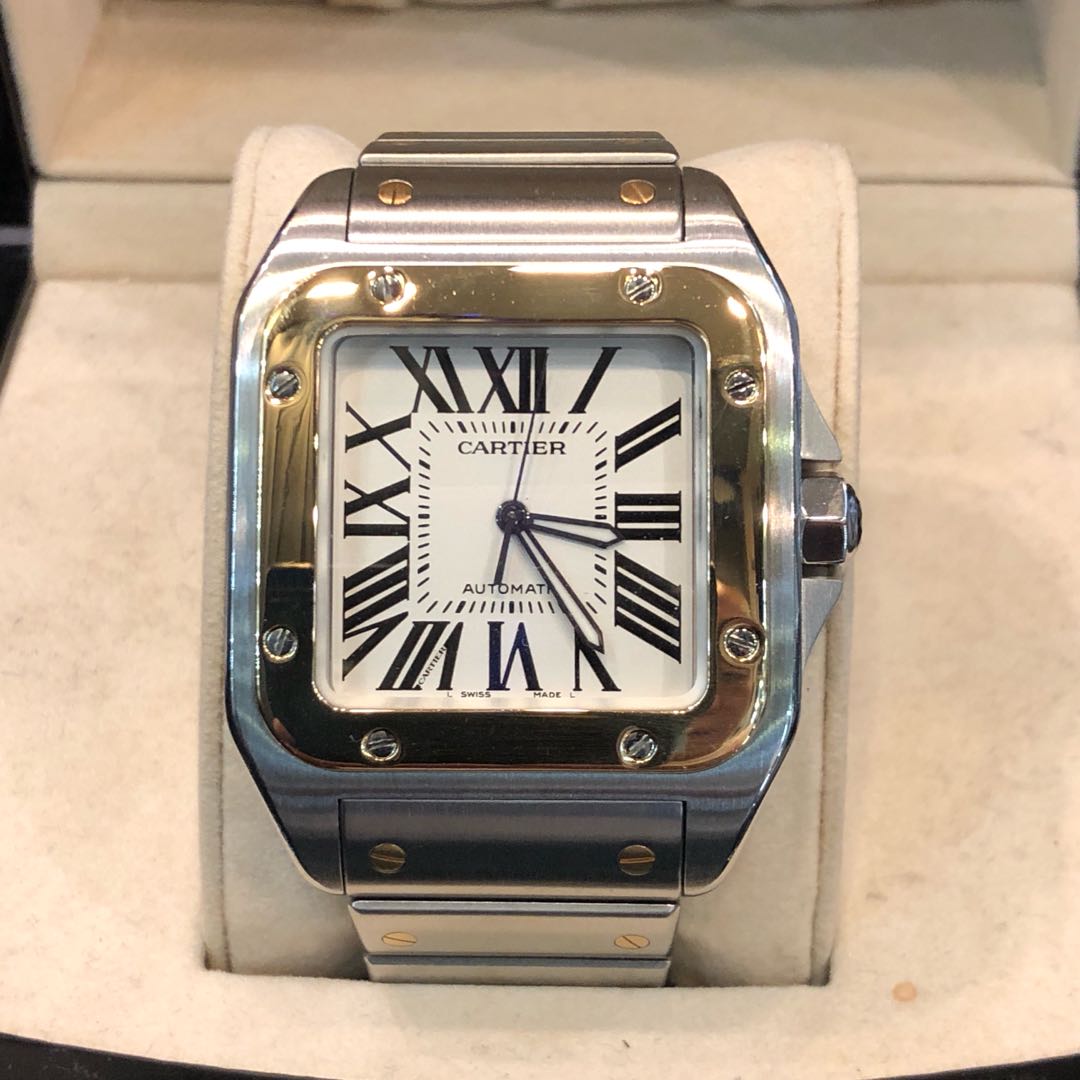 cartier santos 100 gold steel