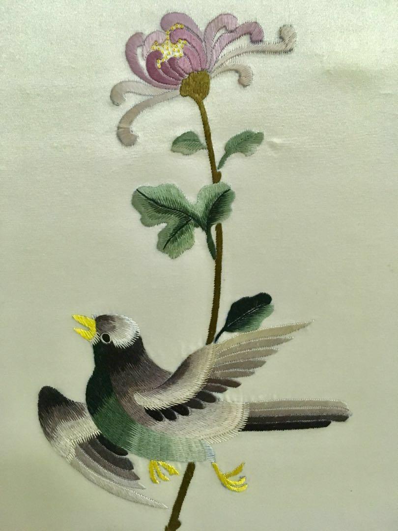 Chinese Embroidery Wall Picture Autumn Chrysanthemum LightVented