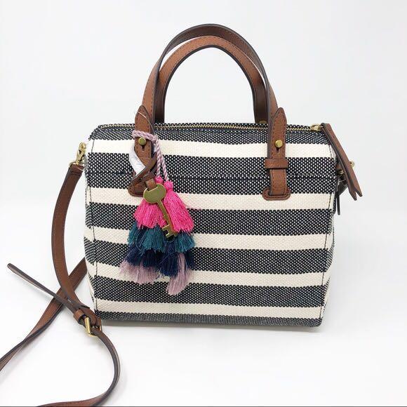 Fossil rachel satchel blue stripe shop