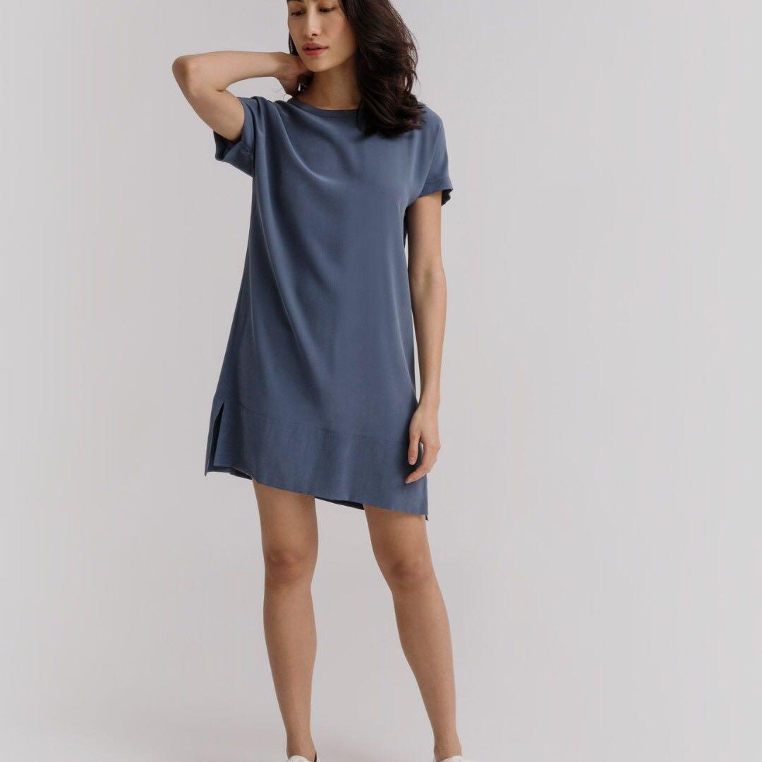 GRANA Silk Tee Dress Vintage Indigo Women s Fashion Tops Sleeveless on Carousell